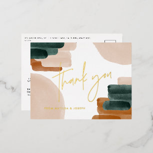 terracotta abstract baby shower thank you  foil holiday postcard