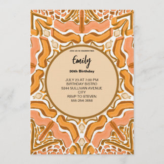 Terracotta Abstract Pattern Modern Brushstroke Invitation