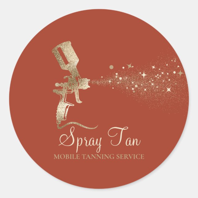 Terracotta Air Brush Gold Mobile Salon Spray Tan Classic Round Sticker (Front)