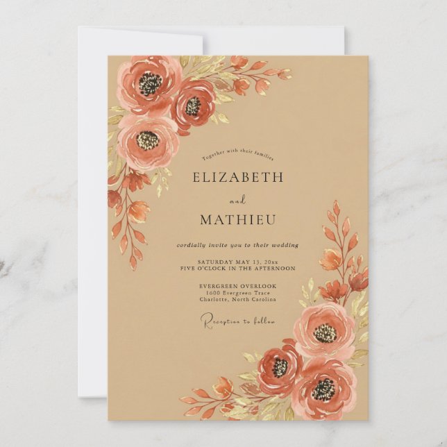 Terracotta Alluring Autumnal Wedding Invitation (Front)