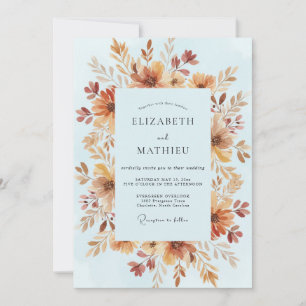 Terracotta Amber Painted Wedding Invitation