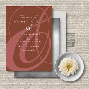 Terracotta Ampersand Script Calligraphy Wedding Invitation
