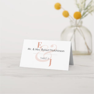 Terracotta Ampersand Wedding Folded Seating Tent Place Card
