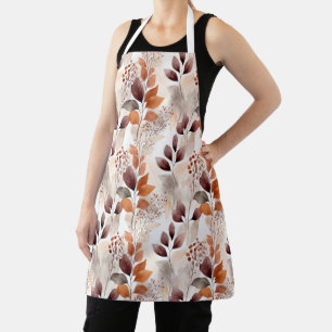 Terracotta and Burgundy Fall Leaves Boho Autumn Apron