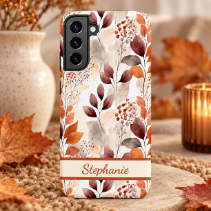 Terracotta and Burgundy Fall Leaves   Boho Autumn Samsung Galaxy Case