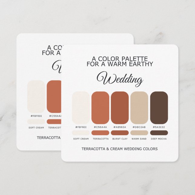 Terracotta and Cream Wedding Color Palette Card (Front/Back)
