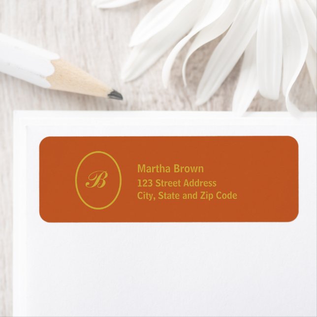 Terracotta and Gold Return Address Label (Insitu)