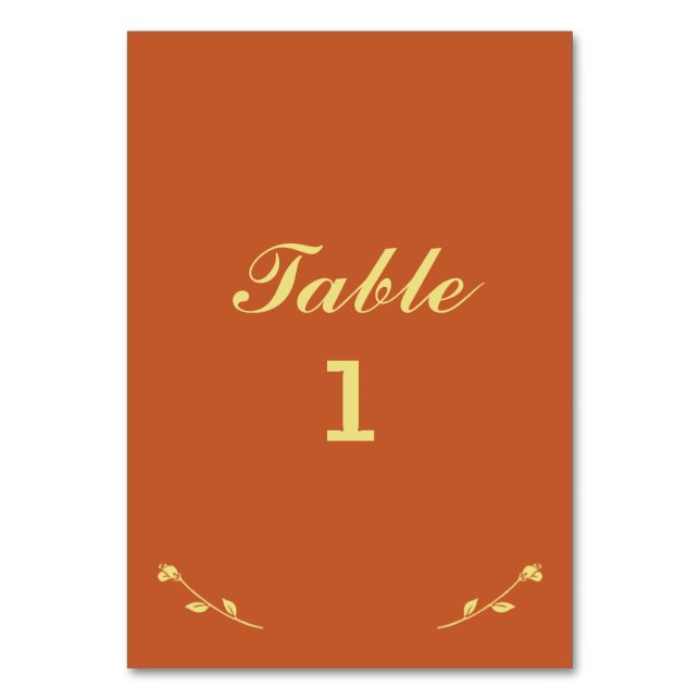Terracotta and Gold Table Number Card (Front)