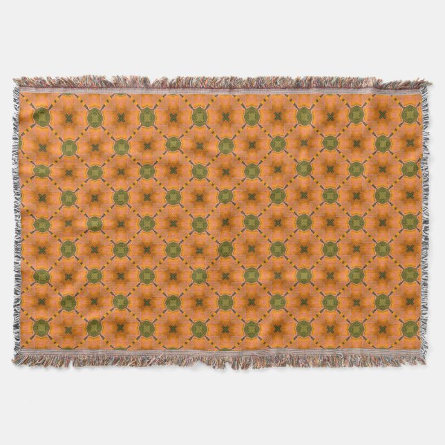 Terracotta and Green Tiles Throw Blanket (Front)
