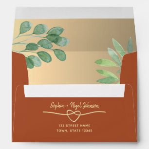 Terracotta and Greenery Wedding Return Address Envelope