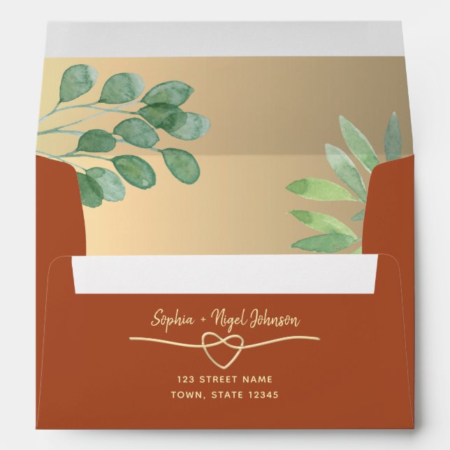 Terracotta and Greenery Wedding Return Address Envelope (Back (Bottom))