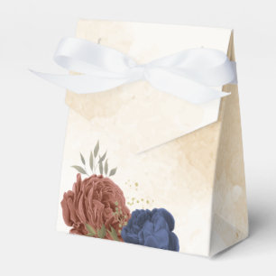 terracotta and navy blue flowers wedding favor box