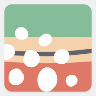 Terracotta and sage green abstract retro boho art square sticker