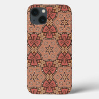 Terracotta and Tan Honeycomb Tile Pattern 