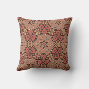 Terracotta and Tan Honeycomb Tile Pattern  Throw Pillow