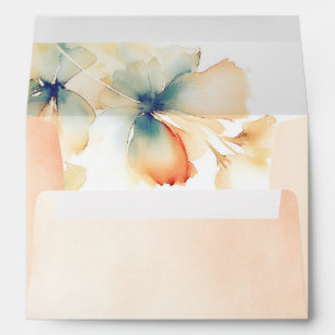 Terracotta and Teal Blue Floral Elegant Envelope