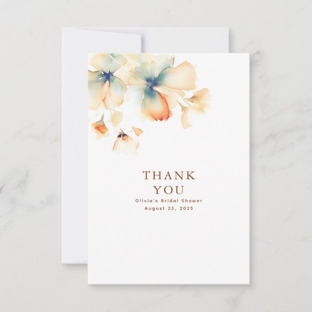 Terracotta and Teal Blue Floral Thank You (Front)