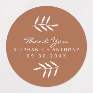 Terracotta and White Branches Wedding Thank You