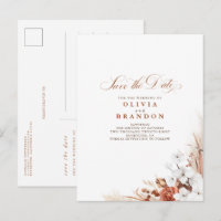 Terracotta and White Floral Boho Save The Date