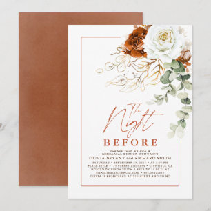 Terracotta and White Floral Rehearsal Dinner Invitation