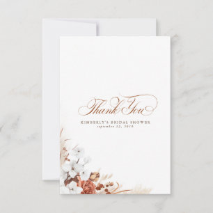 Terracotta and White Flowers Boho Thank You Card