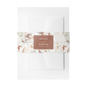 Terracotta and White Flowers Boho Wedding Invitation Belly Band