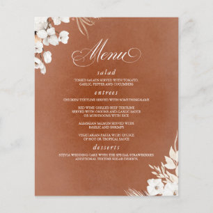 Terracotta and White Flowers Boho Wedding Menu