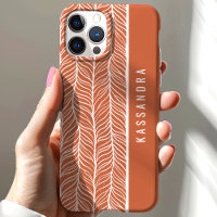 Terracotta And White Herringbone Personalized Name
