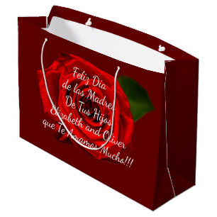 Terracotta and White Love Words Mothers day Latina Large Gift Bag