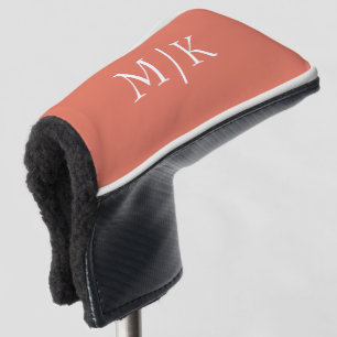 Terracotta and White Modern Monogram Golf Head Cover