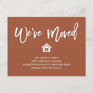 Terracotta and White Moving Announcement Postcard