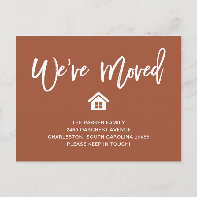Terracotta and White | Moving Announcement Postcard (Front)