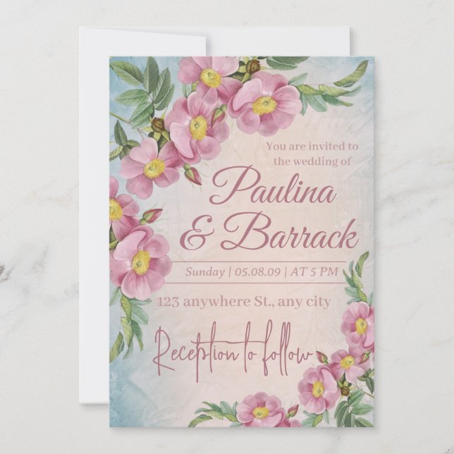 Terracotta and White Orchids Flowers Boho Wedding  Invitation (Front)