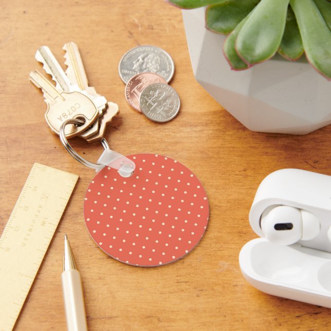 Terracotta and White Polka Dots Keychain (Desk)