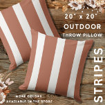 Terracotta And White Stripes Rustic Farmhouse Outdoor Pillow<br><div class="desc">Add a rustic farmhouse  look to your decor space with the bright and bold terracotta striped pillows.</div>