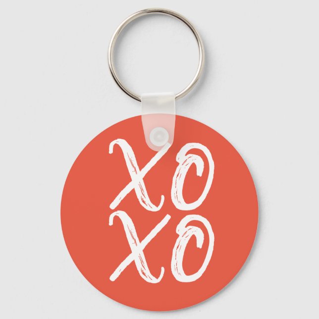Terracotta and White XOXO Keychain (Front)