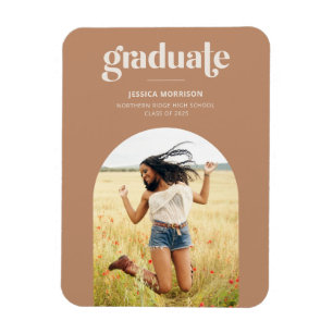 Terracotta Arch Bold Typography Grad Announcement Magnet