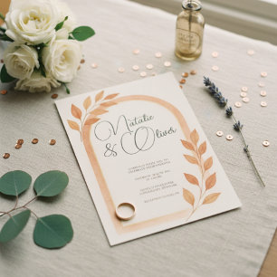 Terracotta Arch Fall Leaves Wedding Invitation