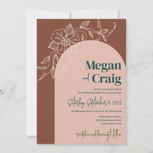Terracotta Arch Floral Boho Rustic Wedding Invite
