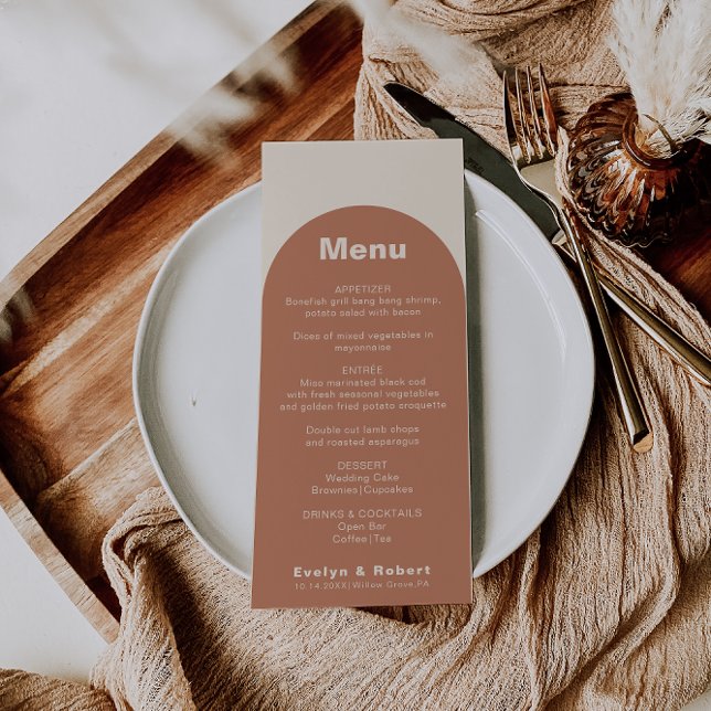 Terracotta Arch Minimalist Formal Wedding Menu (Creator Uploaded)