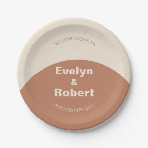 Terracotta Arch Minimalist Formal Wedding  Paper Plate
