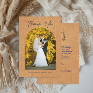 Terracotta Arch Photo Monogram Wedding Thank You Card