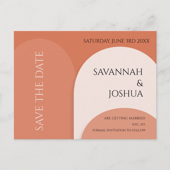 TERRACOTTA ARCH WEDDING SAVE THE DATE POSTCARD (Front)