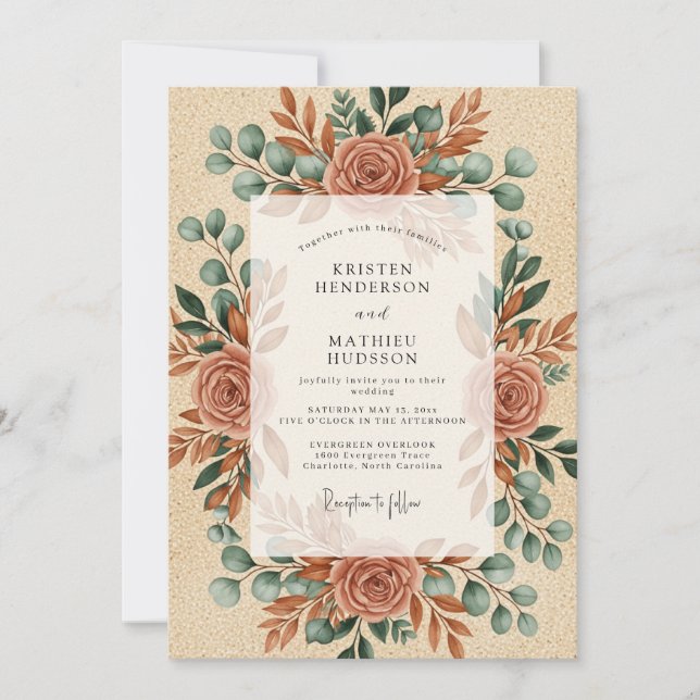 Terracotta Artistic Autumn Wedding Invitation (Front)