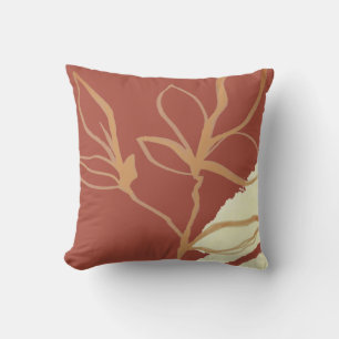 Terracotta Artistic Watercolor Leaf Design Throw P Pillow
