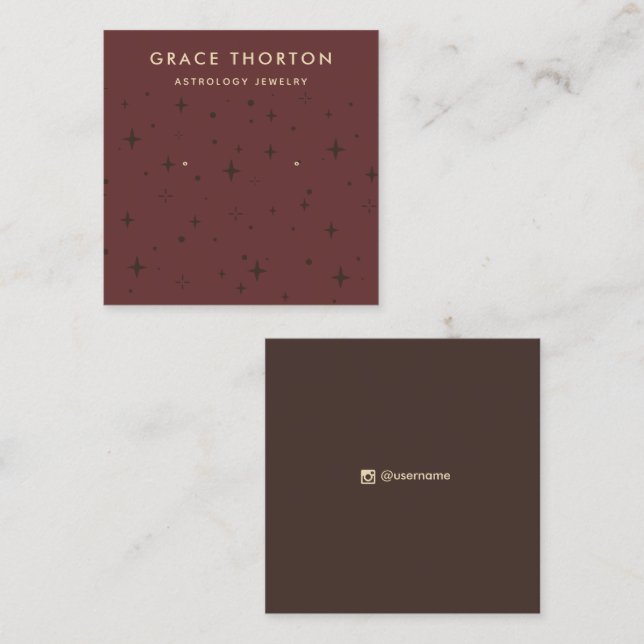 Terracotta Astrology Stars Stud Earring Display  Square Business Card (Front/Back)