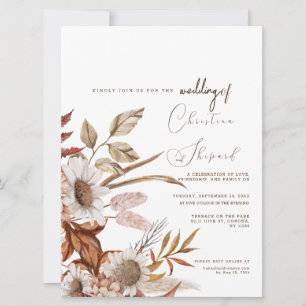 Terracotta Autumn Boho Photo Wedding Invitation. Invitation