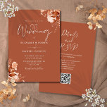 Terracotta Autumn Fall Floral QR Code Wedding Invitation<br><div class="desc">This elegant autumn fall wedding invitation can be personalized with your information in chic typography with your wedding website details and your QR code on the reverse. Designed by Thisisnotme©</div>