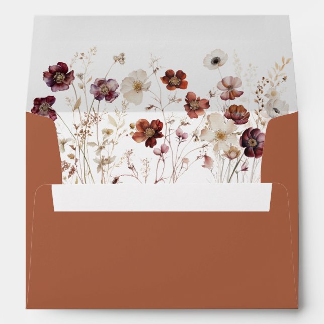 Terracotta Autumn Floral Wedding Envelope (Back (Bottom))