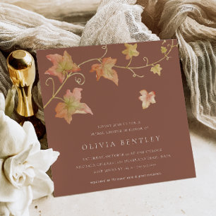 Terracotta Autumn Leaves Fall Bridal Shower Invitation